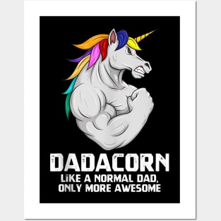 Dadacorn Muscle Dad Unicorn Fathers Day Posters and Art